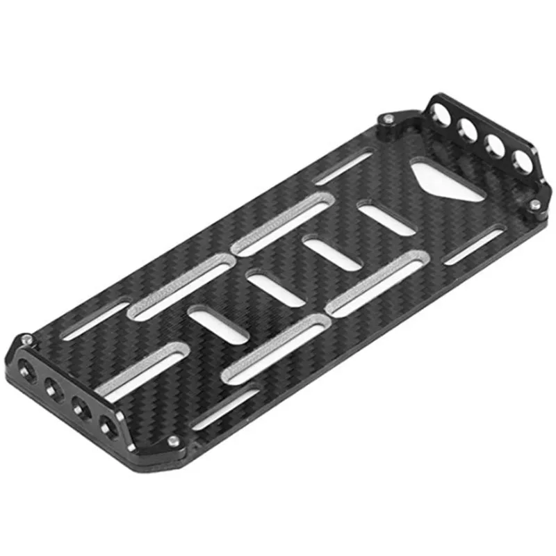 

RC Battery Mount Plate, Carbon Fiber Battery Mount Plate for Axial SCX10 F350 D90 1/10 Scale RC Car Accessories(Black)
