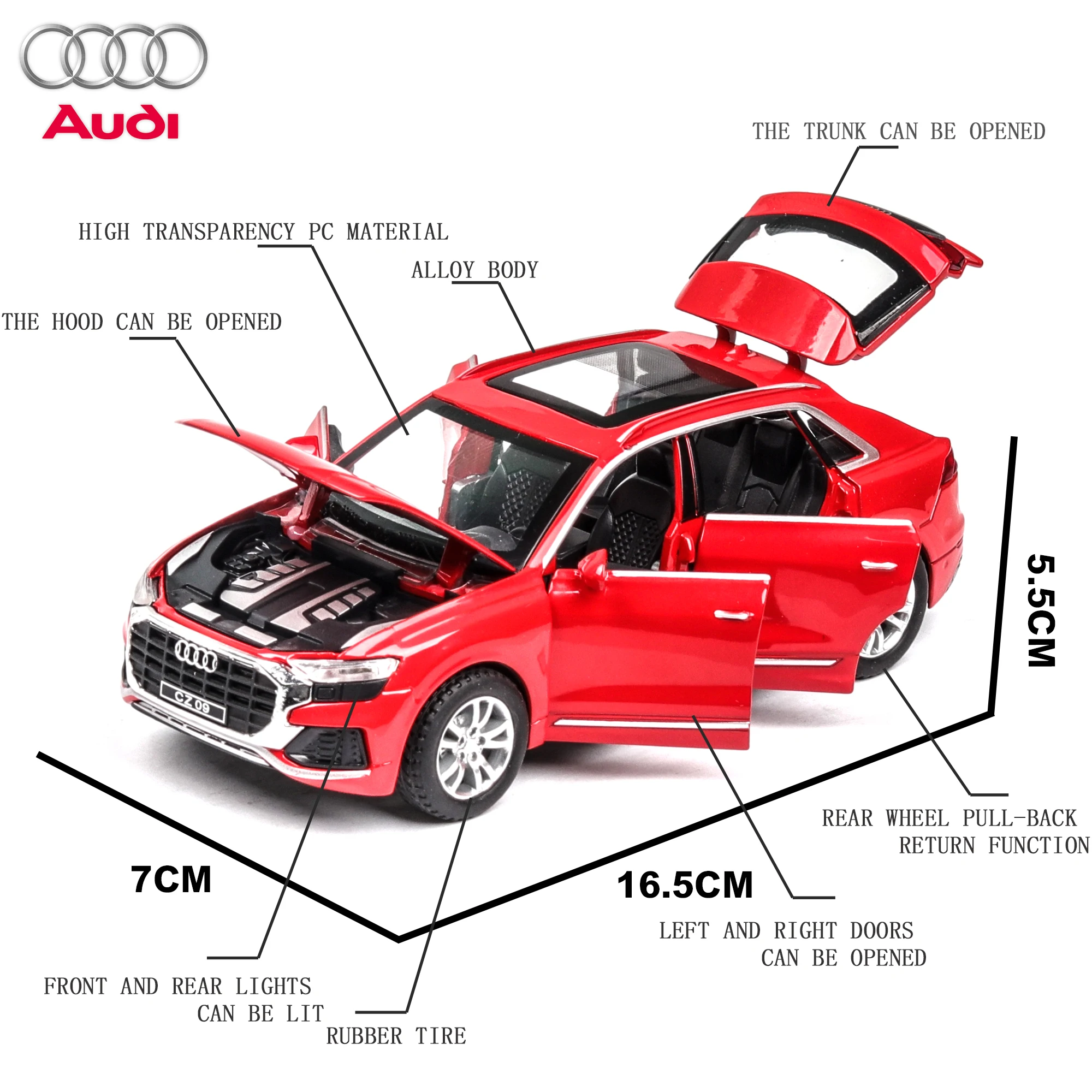 

1/32 AUDI Q8 Alloy Metal Car Model Diecast Toys for Kids Collection/Die Cast Vehicles Pull-back Vehicle Kids Gift Car Model #ZW