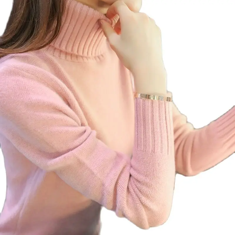 Time-limited 2021 New Spring Dress Knit Turtleneck Sweater Shirt Sleeve Head Korean Short Sleeved Thick Slim | Женская одежда