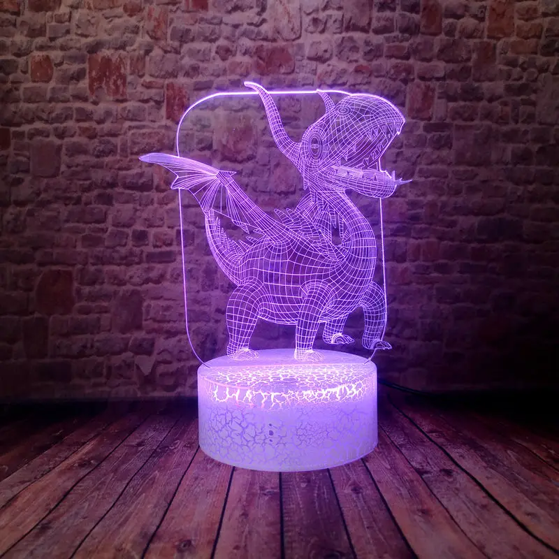 

Jurassic Park Figure juguetes 3D LED Desk Nightlight Colorful Changing Light Flashing Dinosaur Model Toys