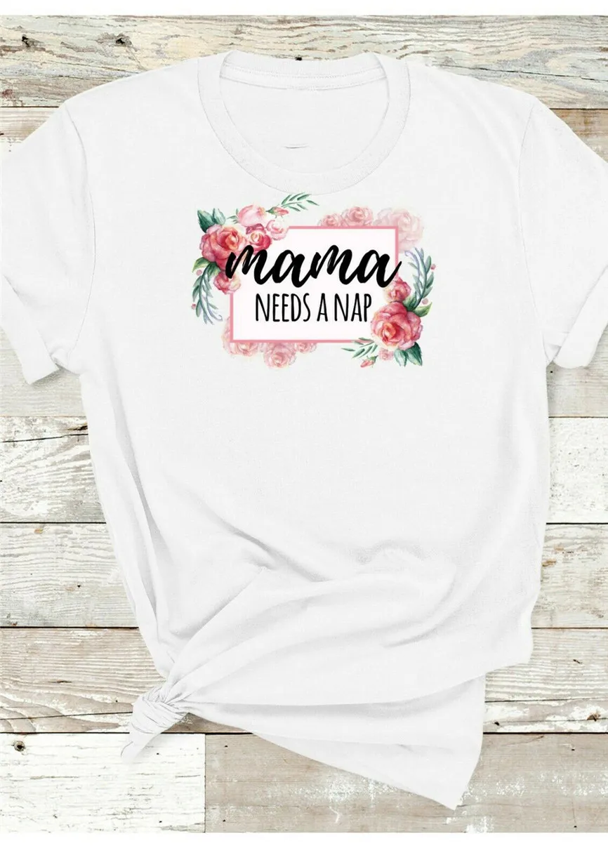 Футболка для мамы лозунг дочки Классический белый дизайн с принтом Mama Need A Nap