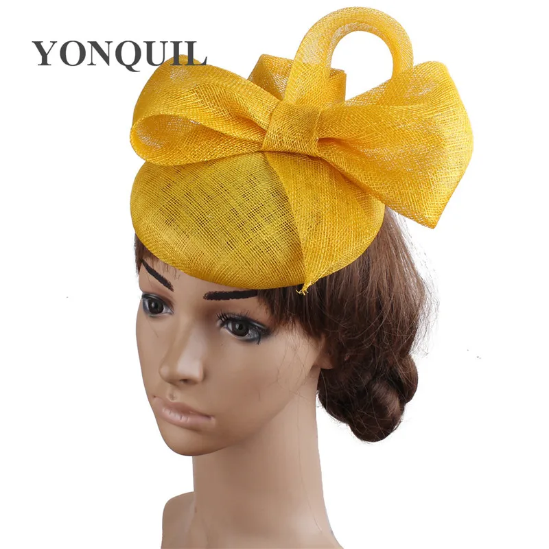 Высокое качество 4 Слои Sinamay Свадебные белой шляпкой для торжественного случая