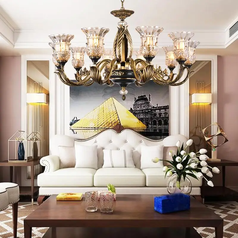 Роскошный чехол портмоне в ретро стиле Черный бронзовая люстра освещение Nordic