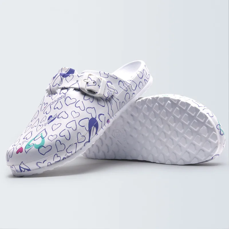 

2021 Printing Nursing Clogs Hospital Surgical Medical Anti-slip Slippers Cartoon Workwear Cleaning Shoes Lab SPA Slippers