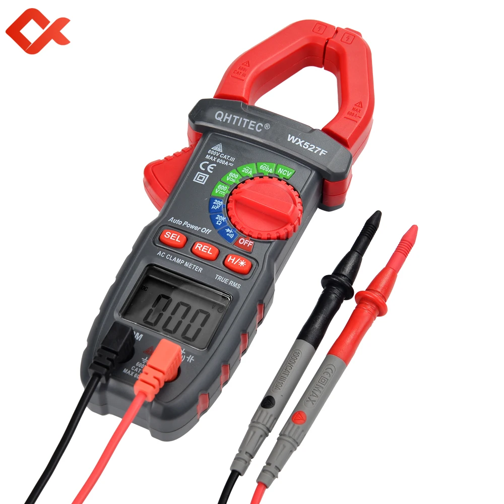 

QHTITEC WX527F Digital Clamp Multimeter AC DC Voltage Resistance Mini Tester Meter LCD Display With Backlight Ammeter Portable