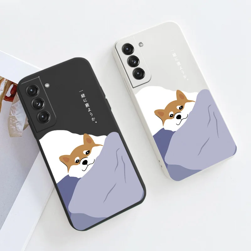 

Sleeping Shiba Inu Silicone Phone Case For Samsung Galaxy S21 S20 FE S10 S9 Ultra Plus S10e Note 20 ultra 10 9 Plus Back Cover
