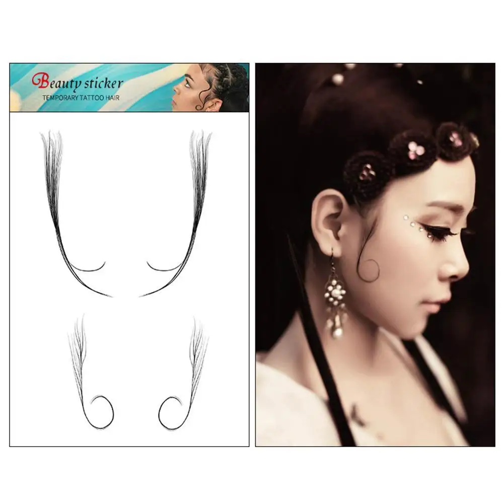 Детские наклейки для татуировок с краями вьющиеся волосы сделай сам шаблон