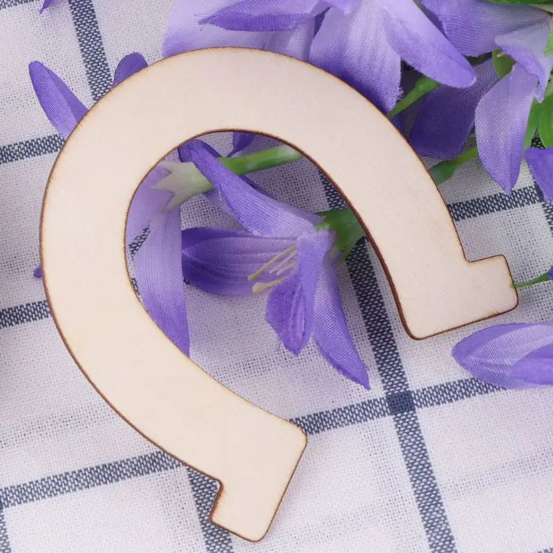 24 шт. деревянная лазерная резка DIY Неокрашенная Подкова незавершенный чип для