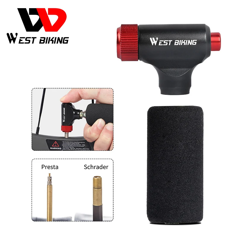 WEST BIKING портативный ручной мини насос CO2 Schrader & Presta адаптер клапана из алюминиевого