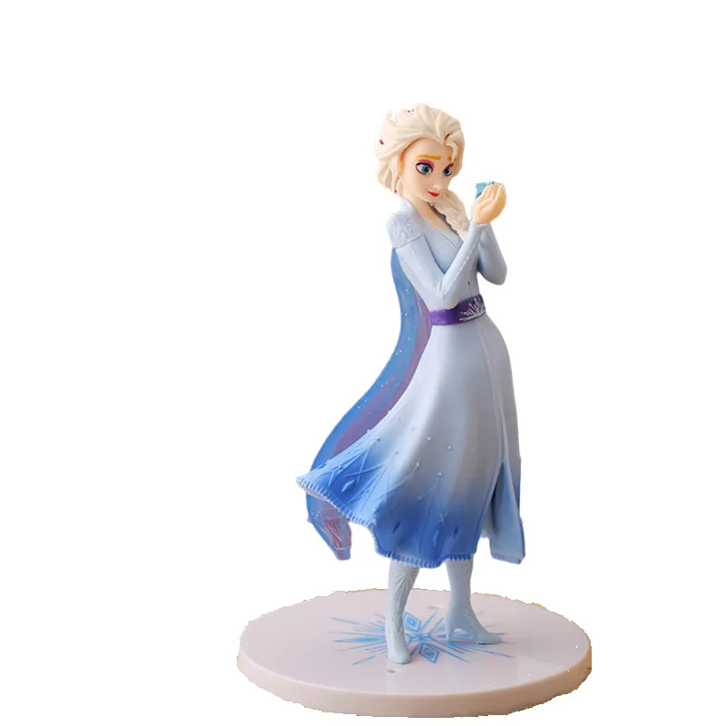 Disney Movie Frozen Cartoon Elsa Princess Holding Lizard PVC Model Toy Cake Car Nterior Decoration Christmas Gift 19.5cm