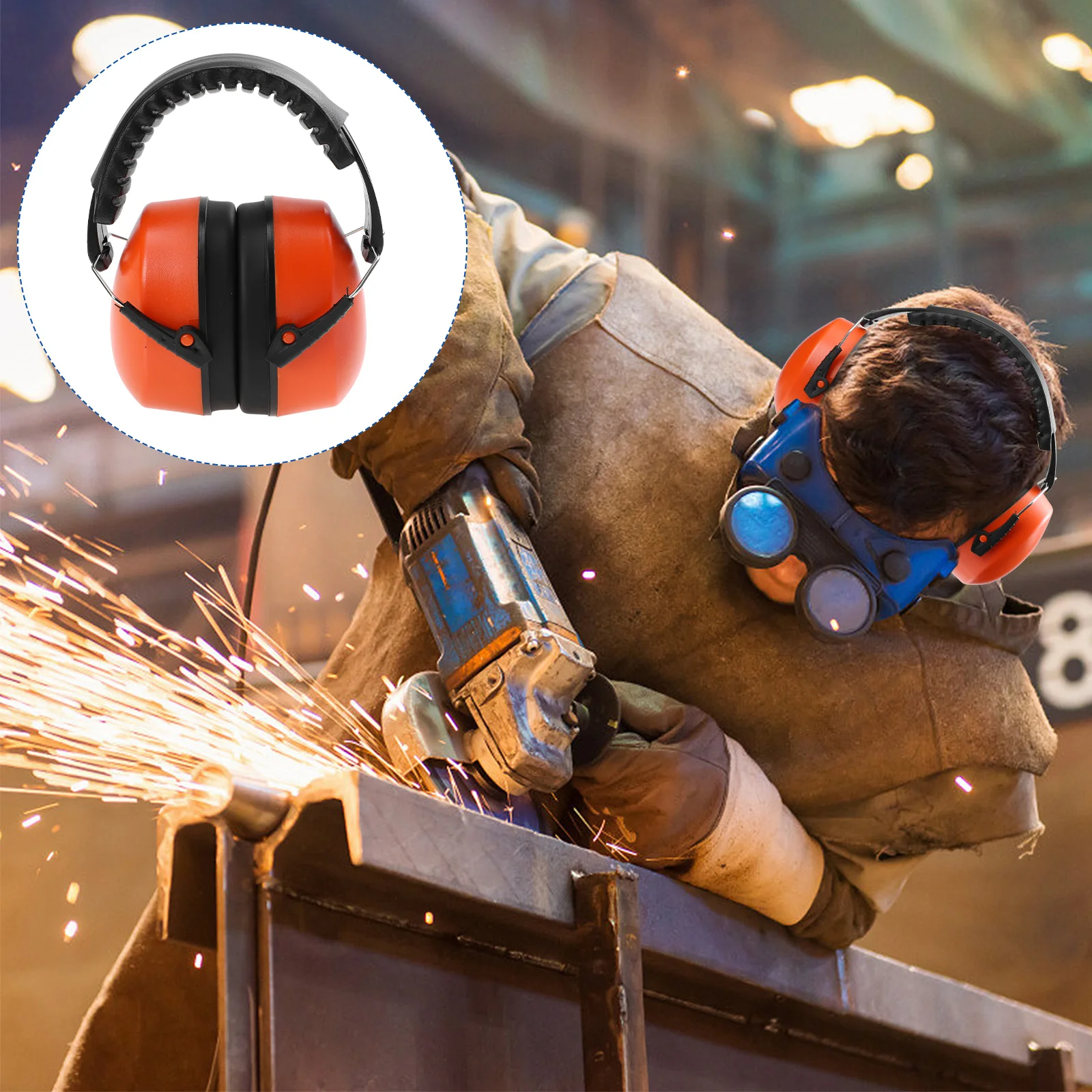 

1pc Head-mounted Factory Noise Reduction Earmuff Sound Insulation Earmuff