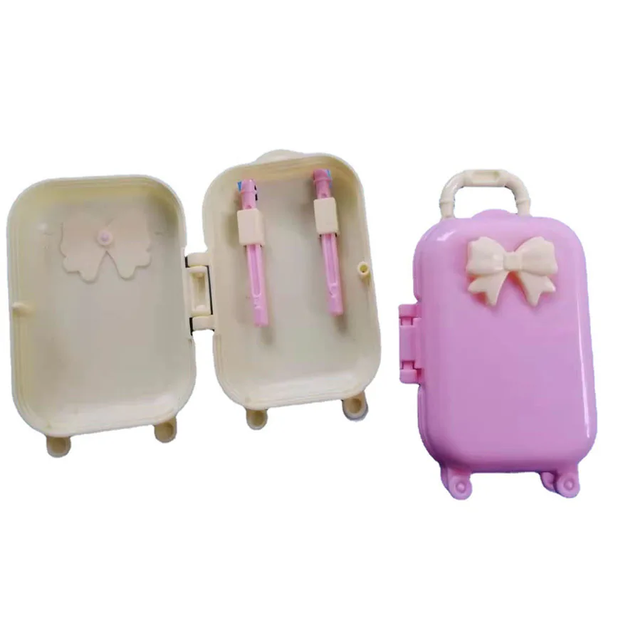 

Barbie Doll Accessory Plastic Toys Traveling Suitcase Butterfly Suitcase with Wheels for 1/6 Dolls 2 Colours 10pcs In One Lot