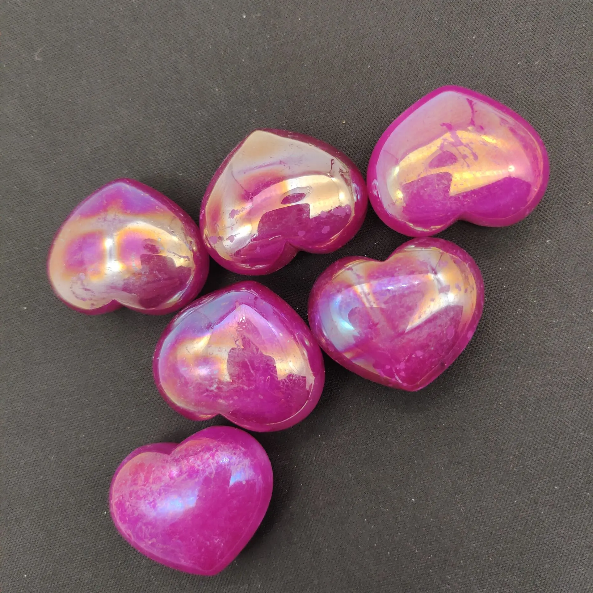 

2pcs Natural electroplate seven color crystal heart, reiki healing beautiful crafts home decoration decoration