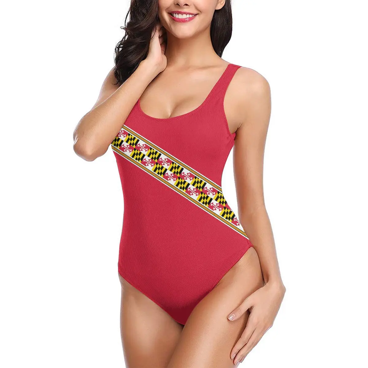 

Женские пикантные бикини 2021, наклейки с флагом штата Мэриленд, подарки и товары, женский купальник, Цельный купальник, женская пляжная одежд...