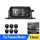 Система мониторинга давления в шинах, система TPMS с солнечной зарядкой и 6 внешними датчиками, ЖК-дисплей, монитор температуры в шинах