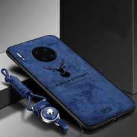 For Huawei Y9A Case Soft TPU Hard fabric Deer with Lanyard Slim Protective Back Cover Case for huawei y9a full cover phone shell