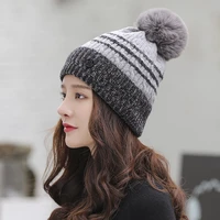 2020 womens hat winter knitted wool beanie warm and thickened windproof autumn cap lovely big pompom designer bonnets