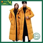 Новинка 2021, зимний плотный пуховик для мужчин и женщин, модное длинное теплое пальто на утином пуху с капюшоном, брендовая одежда высокого качества, большие размеры 4XL