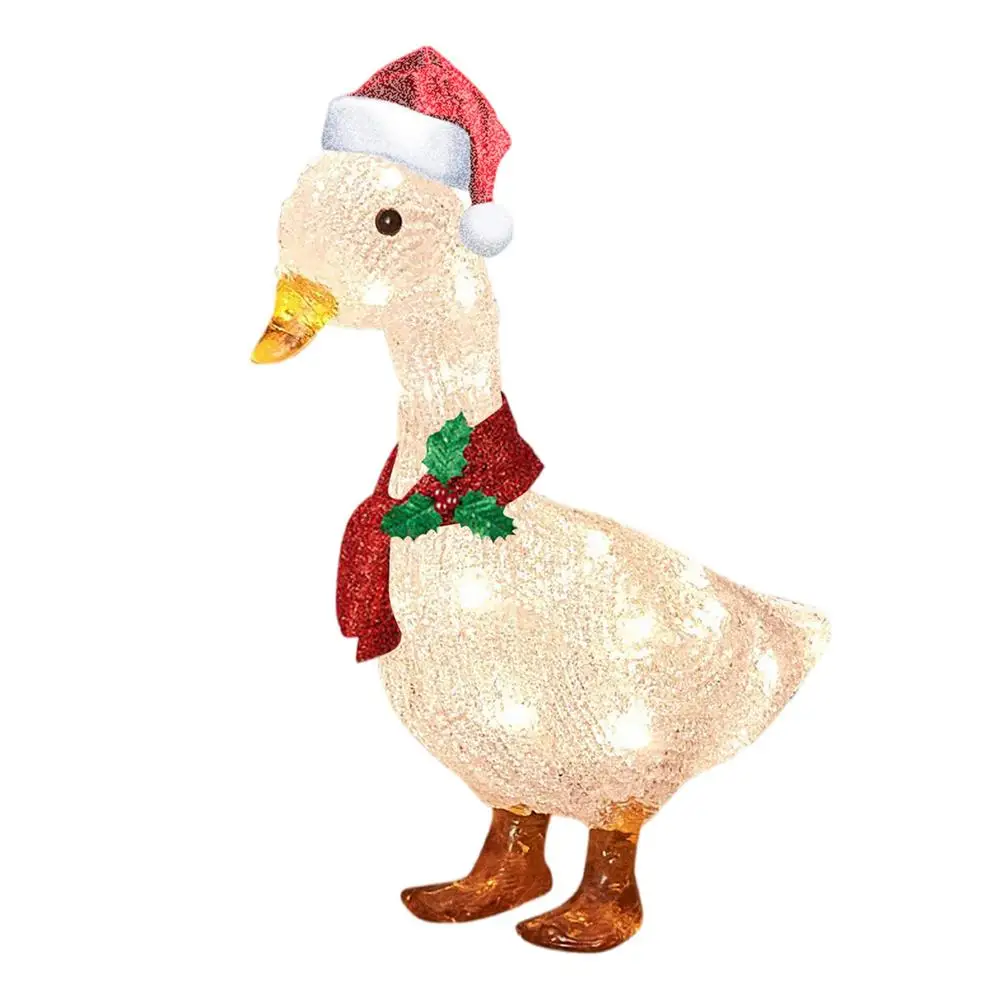 

Christmas Decorations Light-Up Duck With Scarf Hat Decor 3D Outdoor Indoor Christmas Lights Statue Garden Yard Ornaments Gar