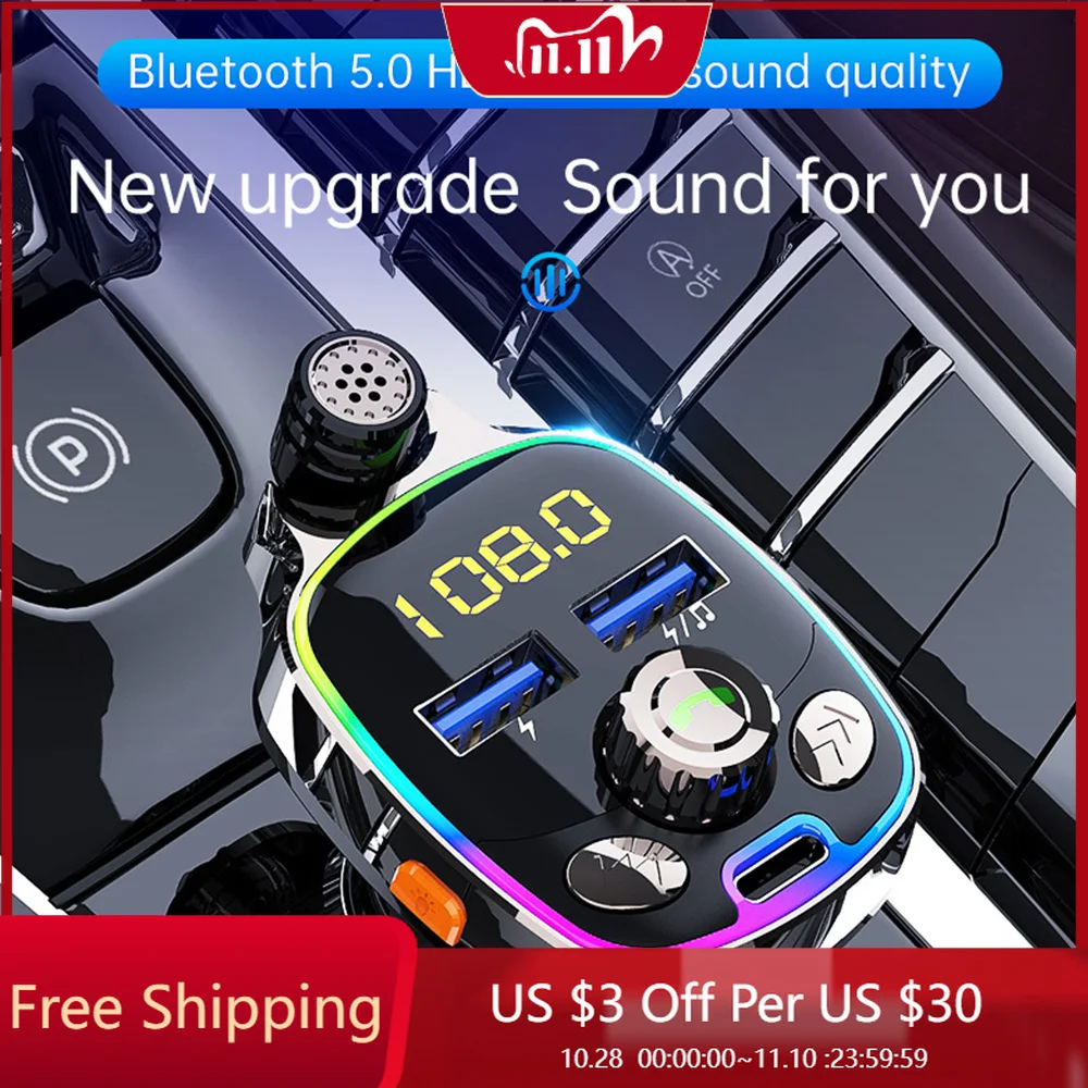 

FM-трансмиттер автомобильный с поддержкой Bluetooth 5,0 и USB-накопителем