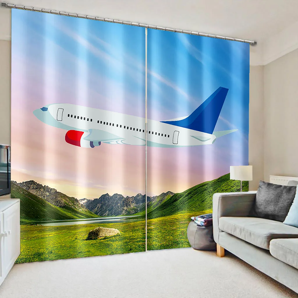 

Luxury Blackout 3D Window Curtains For Living Room blue fly curtains thickened windshield blackout curtains