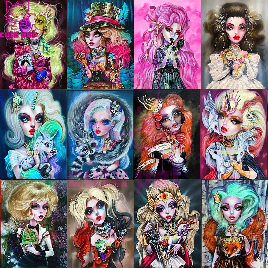 

Full Drill Square Round Diamond Embroidery Cartoon girl5D DIY Diamond Painting Cross Stitch Mosaic rhinestone Home Decoration