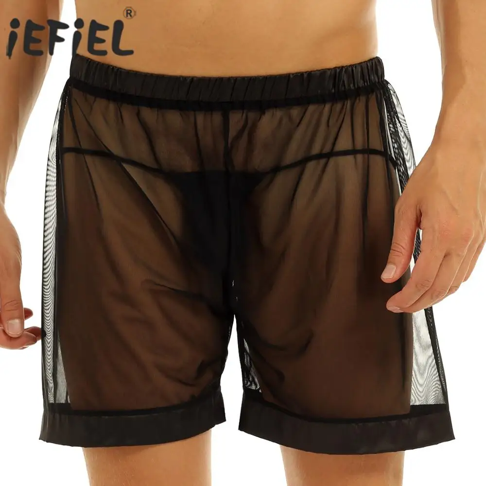 IEFiEL, мужское нижнее белье, сексуальные трусики, гей, Wetlook, Клубная одежда, Сисси, прозрачная сетка, свободные, для отдыха, боксеры, шорты, нижнее белье, трусы