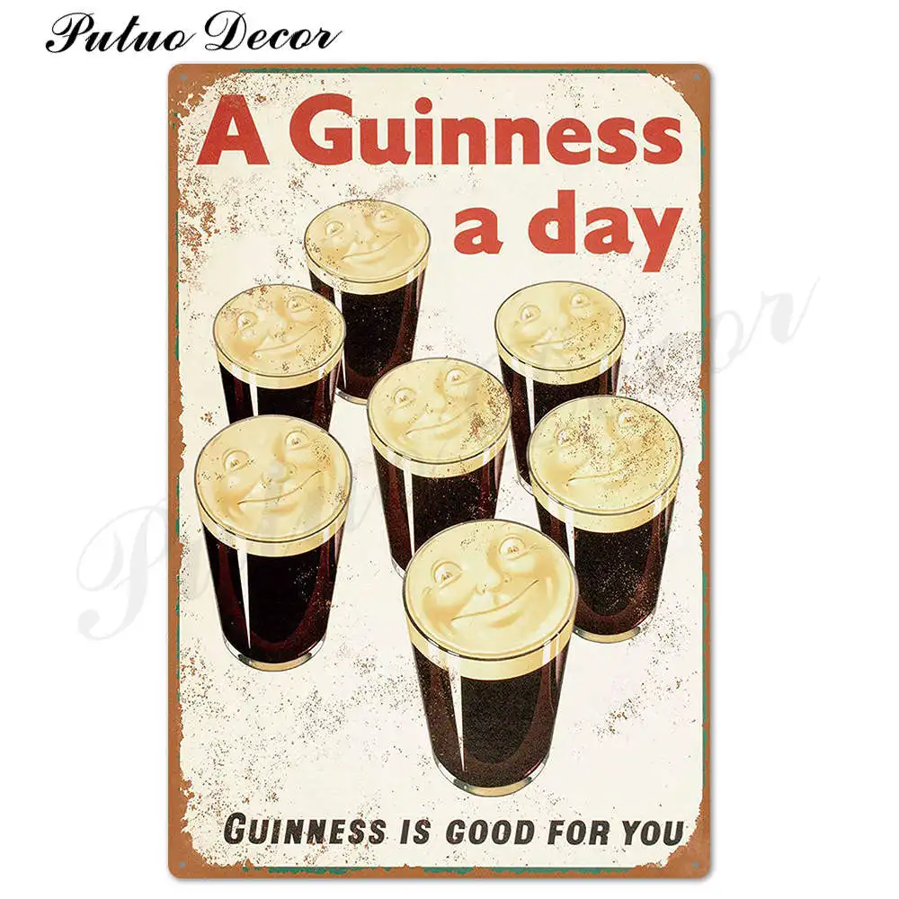 TH2524 Винтажная металлическая табличка Guinness, Оловянная табличка, металлическая винтажная тарелка для паба, Настенная декоративная тарелка для бара, паба, клуба, человека, пещеры - Цвет: TH2524