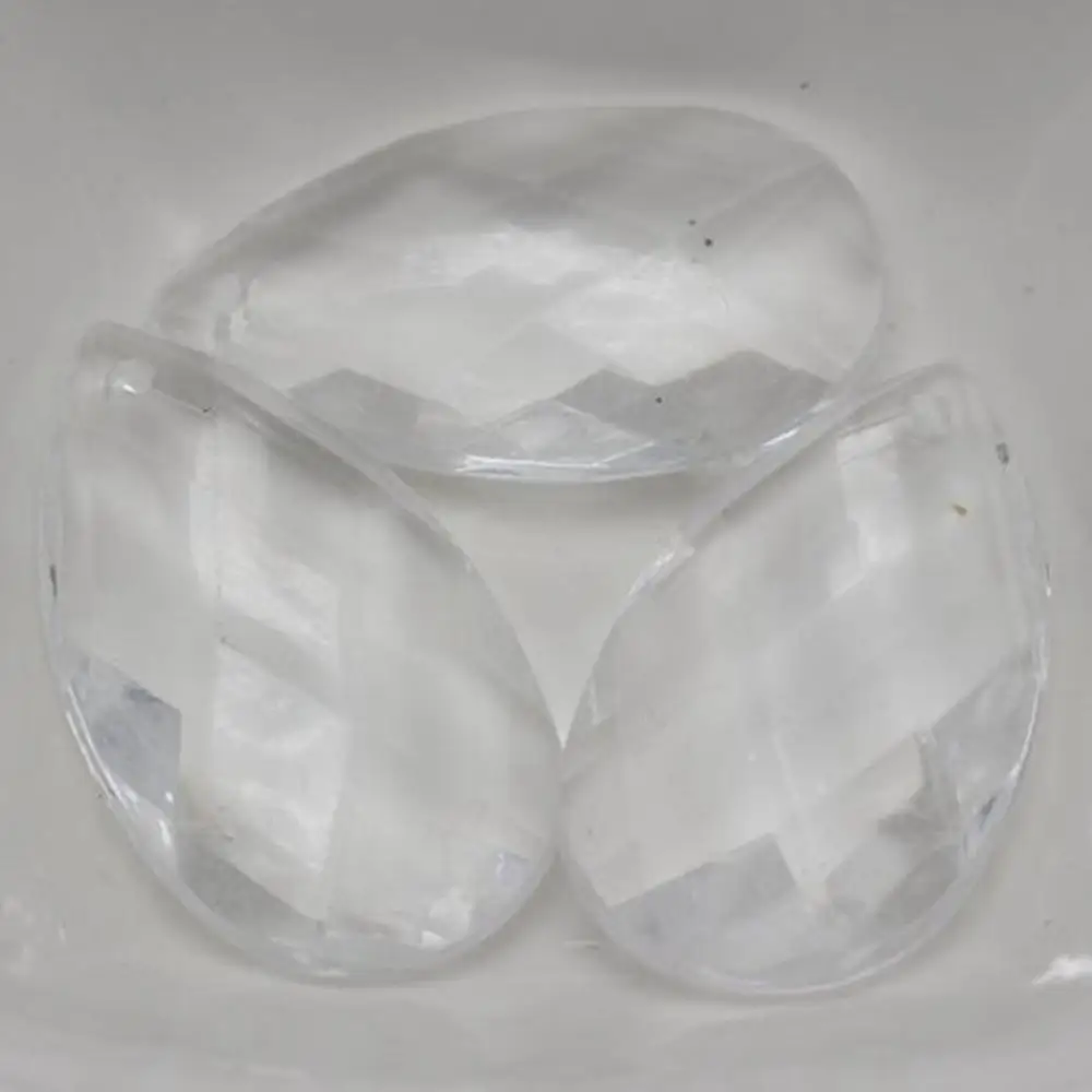 20 прозрачных акриловых крупных граненых каплевидных подвесок 37x21 мм|transparent