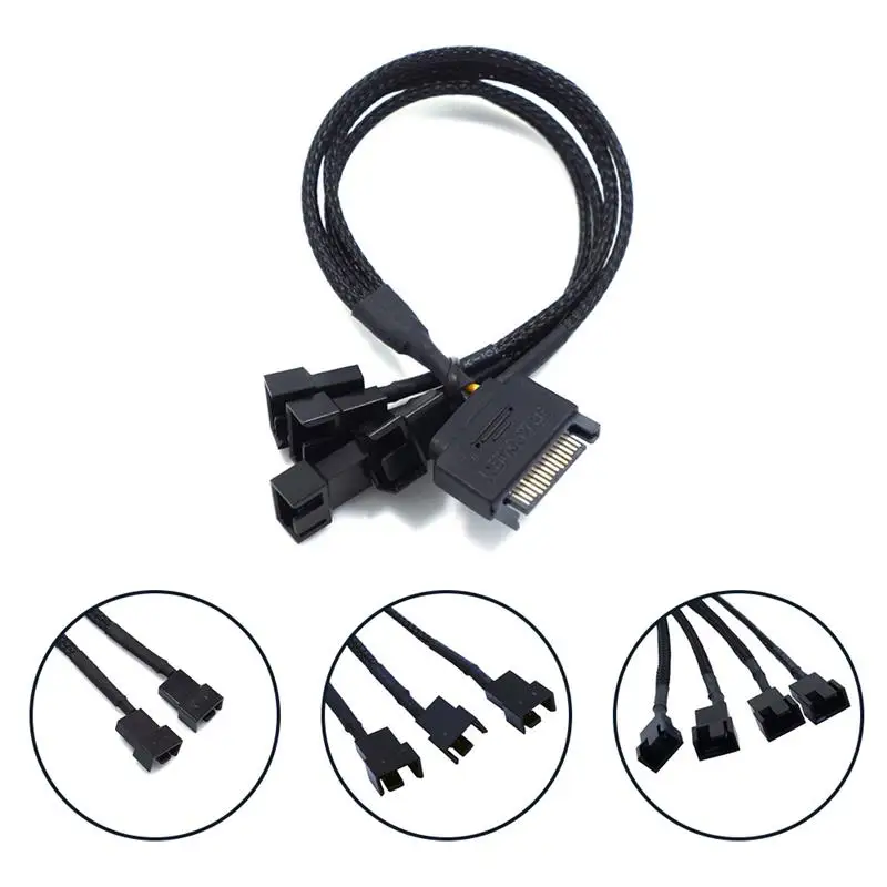 

SATA Adapter Cable 15Pin To 3Pin 4Pin Conversion Power SATA 1 To 2/3/4 Extension Cable For Computer CPU Host Cooling Fan