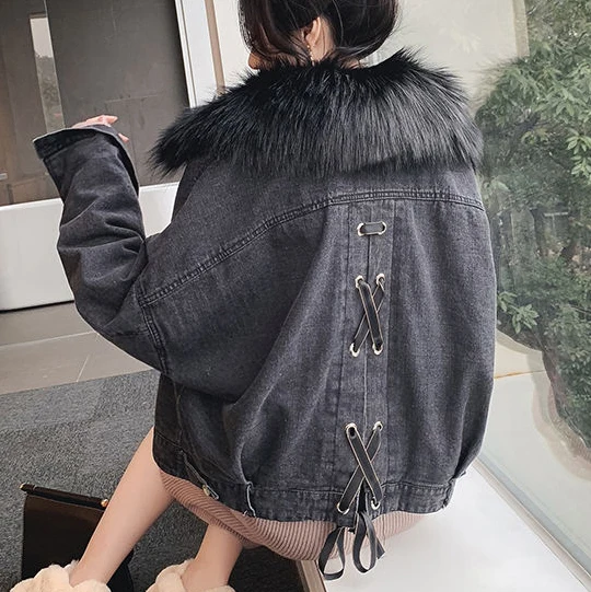 2021 winter new velvet denim jacket women loose little padded jacket women  coat women  winter  Solid  COTTON