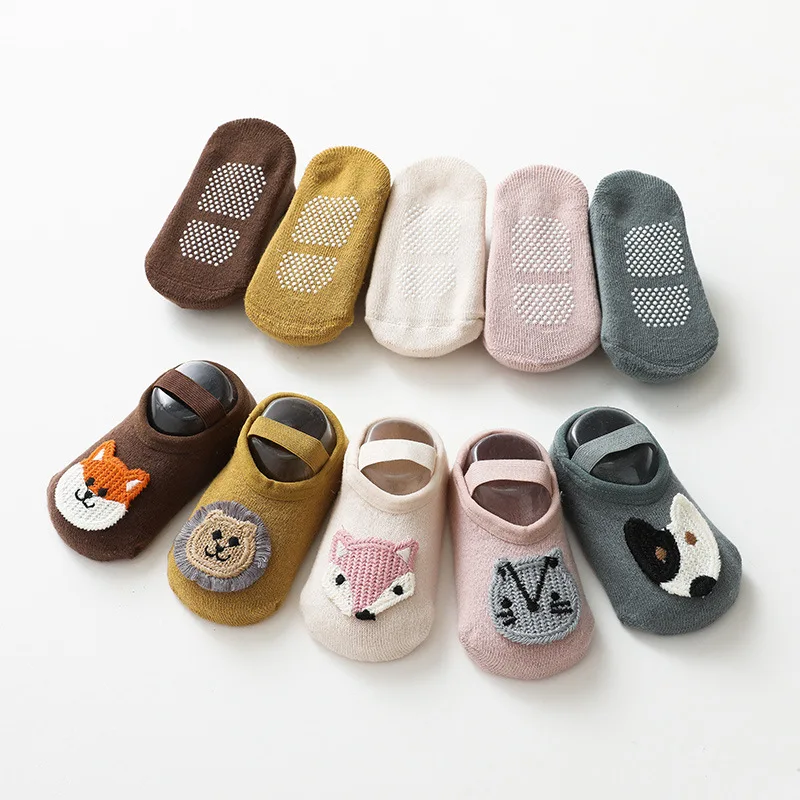 

Симпатичные хлопковые детские носки для пола, ранние носки для новорожденных, обувь, Нескользящие резиновые носки-лодочки для мальчиков и д...
