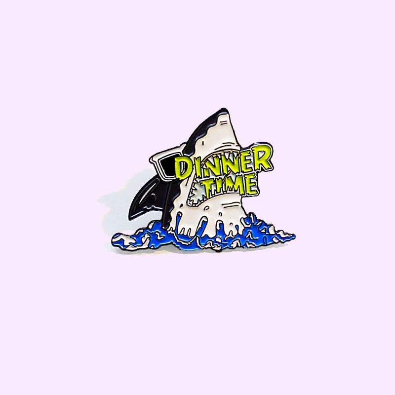 

Cartoon Horror Sea Animal Shark Enamel pin Blue Brooch Bag Clothes Lapel Pin Sasha Away Badge Cartoon Jewelry Gift For People