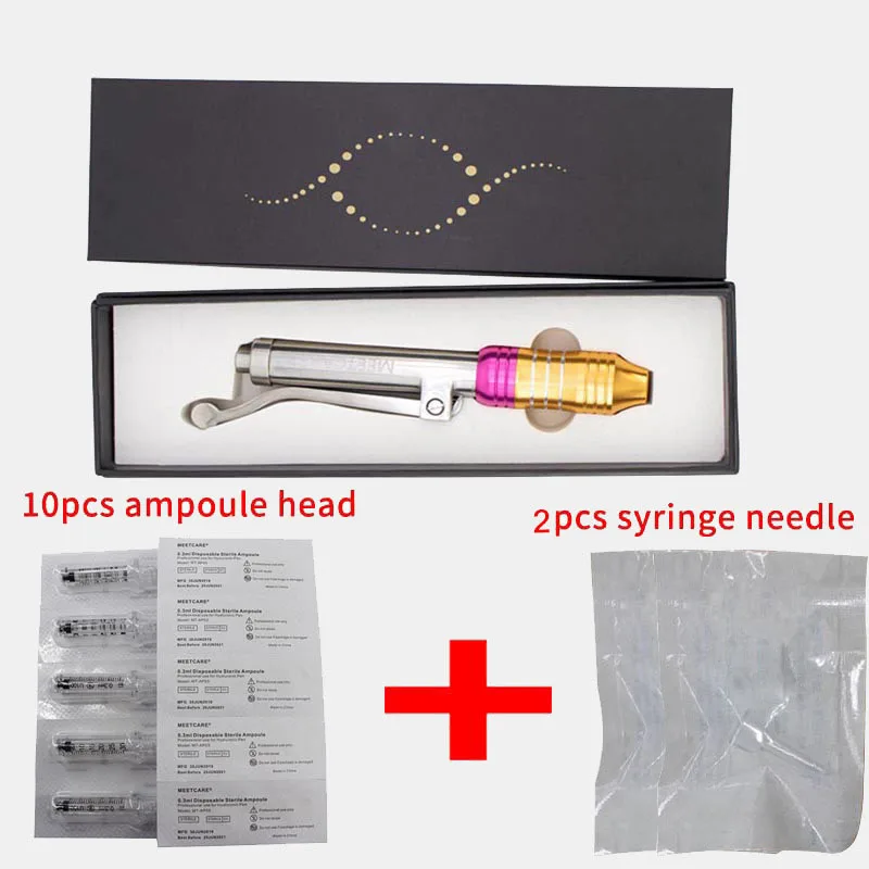 pen 10head 2needle Гиалуроновая инъекционная ручка, массажный распылитель, ручка, набор, высокое давление, кислота, микро-пистолеты, против морщин, для губ, наполнитель, для подтяжки губ, без иглы - Номер модели: pen 10head 2needle