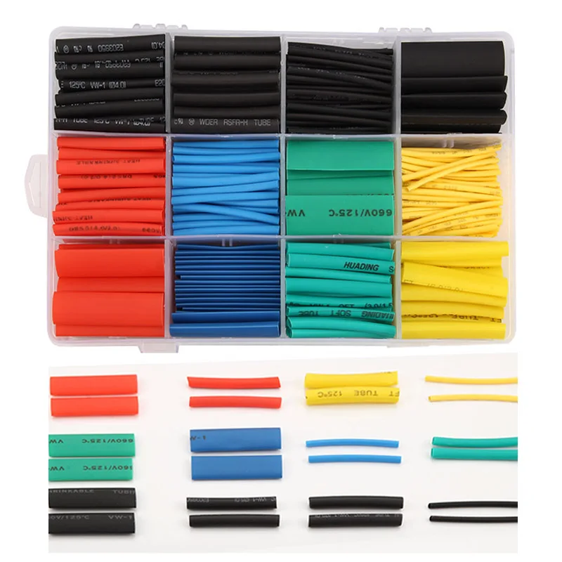 

530pcs/Set Heat Shrink Tubing Insulation Shrinkable Tube Polyolefin Ratio 2:1 Wrap Wire Sleeve Kit uacr Cable Sleeves Wiring New