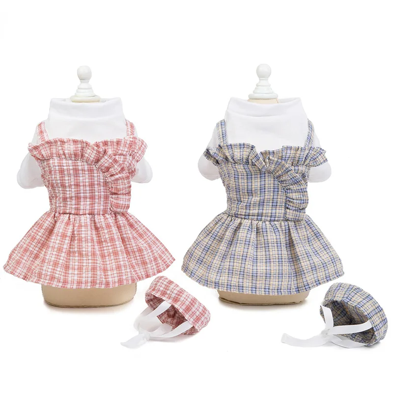 Spring And Summer New Pet Clothes Thin Models Cute Pet Plaid Dress Small Medium Sized Pet Teddy Chihuahua Clothes For Small Dogs