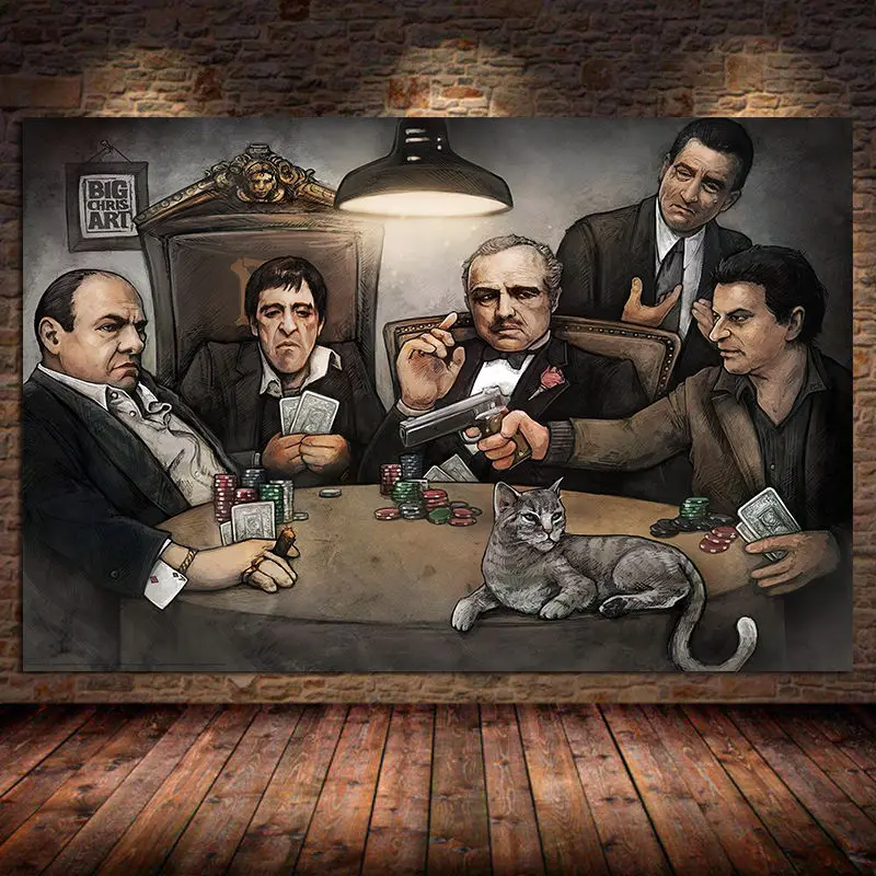 

Classic Movie Gangsters Godfather Scar face Canvas Painting Wall Art Pictures Posters and Prints for Living Room Cuadros Decor