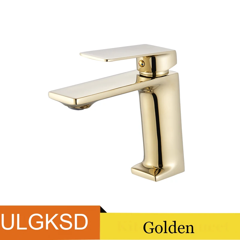 Golden ULGKSD латунный Смеситель для ванной комнаты, умывальник для туалета, смеситель для горячей и холодной воды, с одной ручкой, на одно отверстие, на бортике - Цвет: Golden