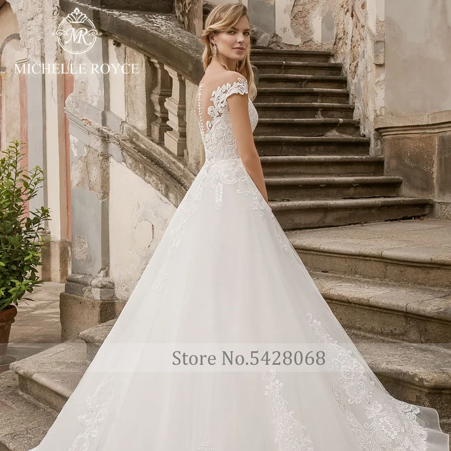 Мишель Ройс Свадебные платья трапециевидной формы для женщин с открытыми