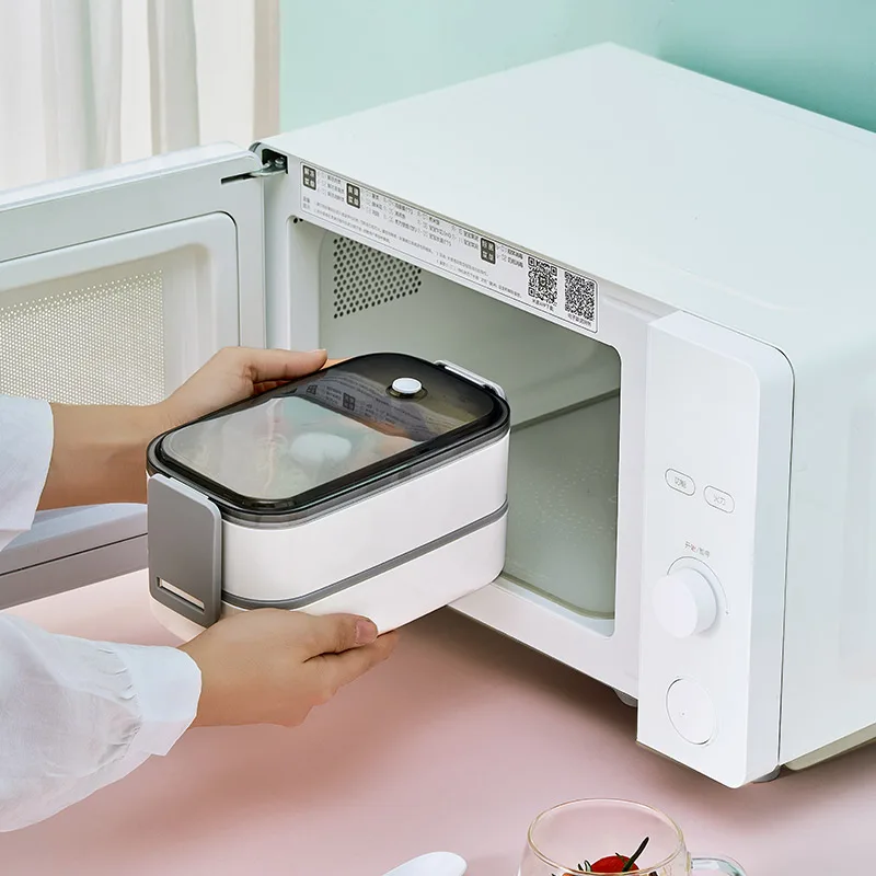 

Insulation Stainless Steel Double-layer Lunch Box Japanese-style Large-capacity Microwave Oven Heating Lunch Box To Work