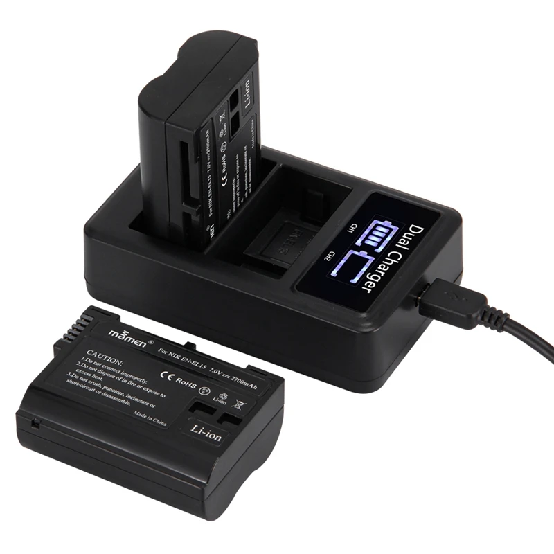 Mamen 2 шт. EN EL15 ENEL15 EL15A батарея для цифровой камеры + LCD USB двойное зарядное устройство