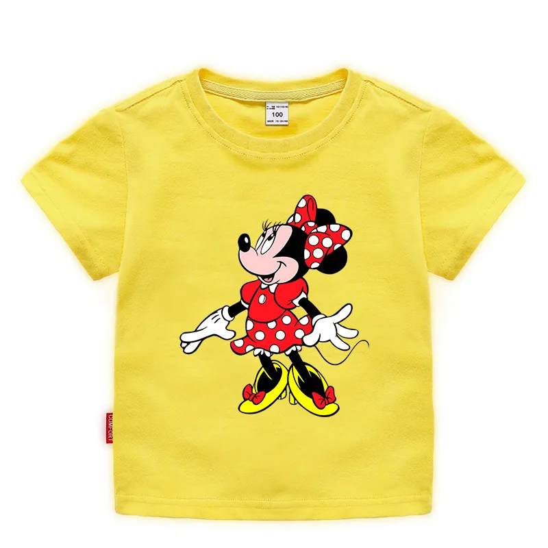 

Original Disney Summer Child Girls Cotton T-Shirt Cute Minnie Printed Bottoming Shirt Baby Half Sleeve Children Casual Clothing