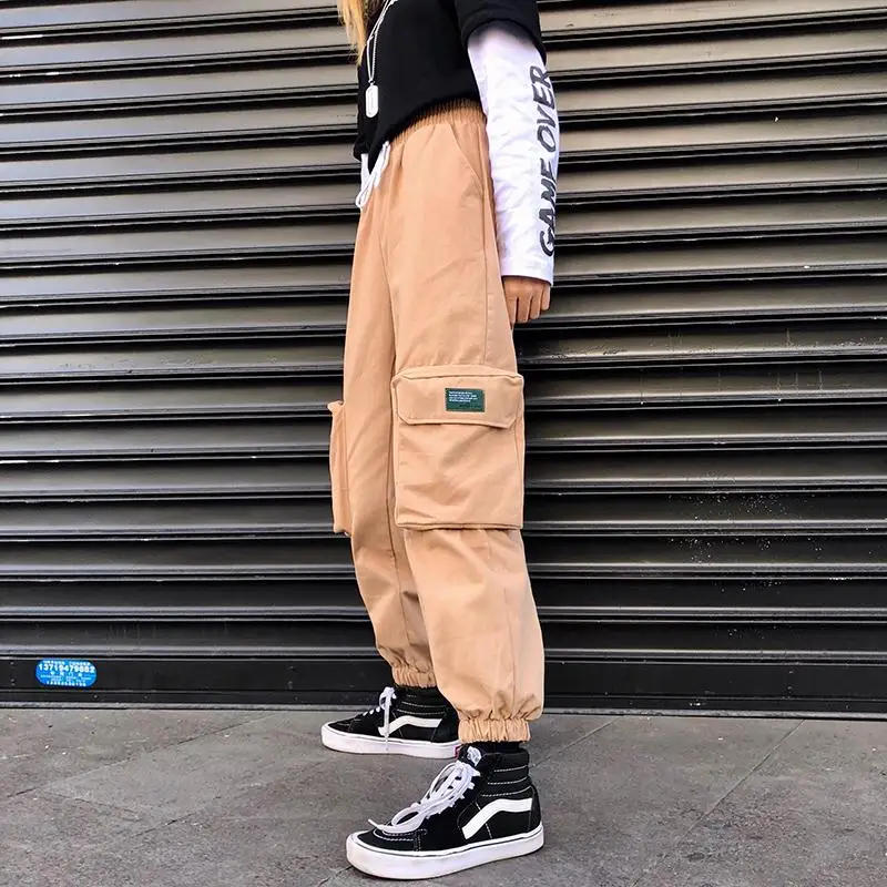 

GOOHOJIO 2020 New Autumn Chic Harajuku Pants for Couple All-match High Waist Women Trousers Wide Leg Vintage Casual Pants Women