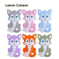 1pc5pcs fox silicone teether beads bpa free pearl beads teething toys baby diy animal rodent baby teether pacifier chain