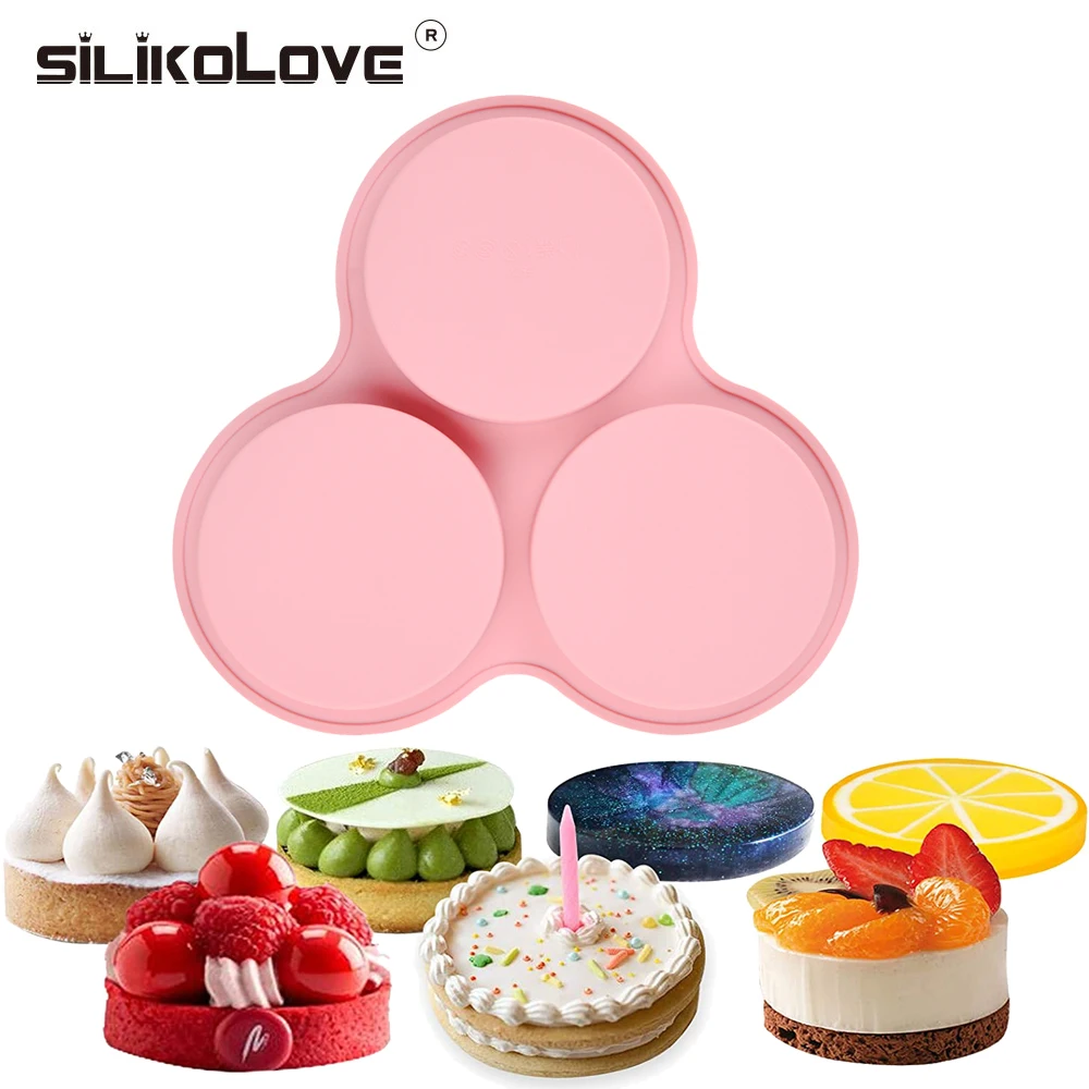 

SILIKOLOVE 3-Cavity Round Disc Baking Mold Silicone Disc Mold for Cake,Pie,Candy,Epoxy Resin,Soap,Tart,Pastry Bakeware Mold