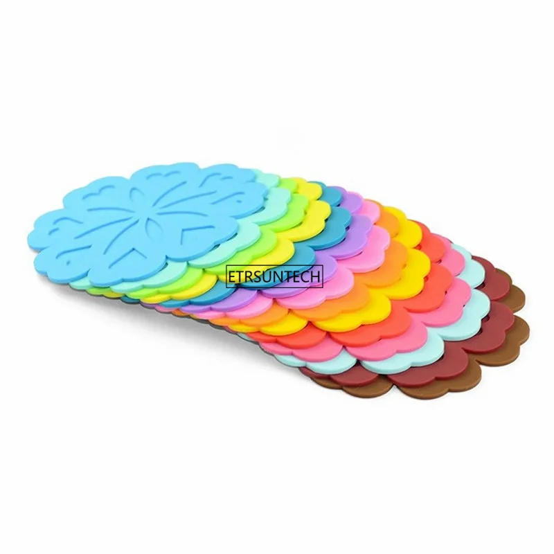 

50 шт., Круглый термостойкий силиконовый коврик, подставки для напитков, нескользящий держатель для горшка, Настольная кухонная салфетка-под...