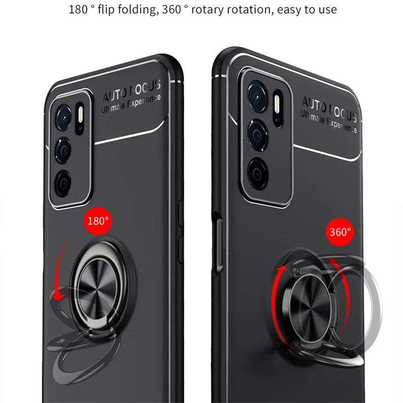 For OPPO A16 Case For OPPO A16 Cover Phone Bumper TPU Soft Ring Magnetic Shockproof Holder For Cover OPPO A54S A16S A16 Fundas