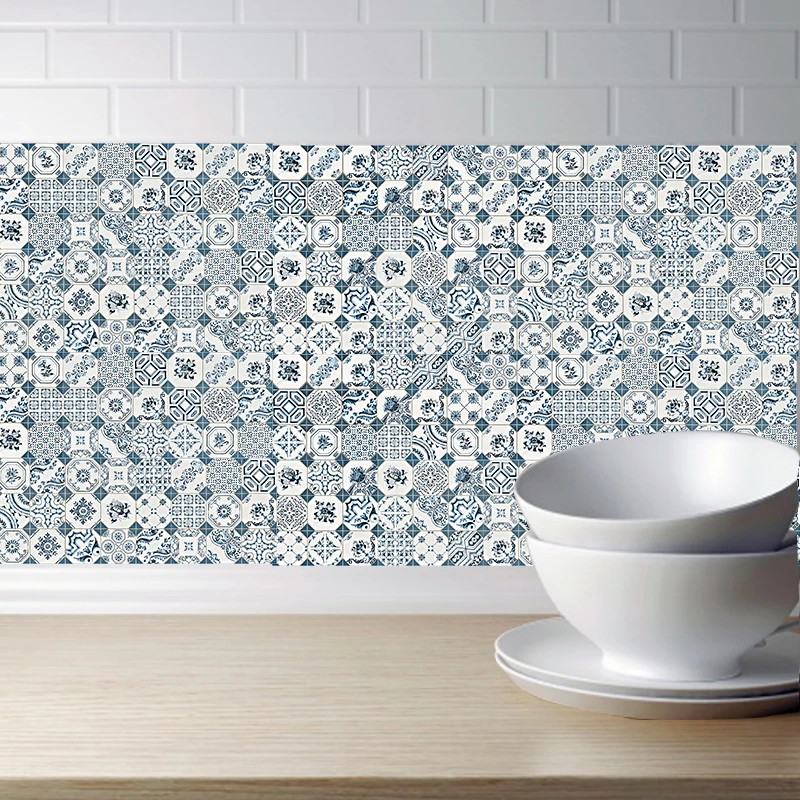 

Retro Tile Stickers Bathroom Kitchen Home Decor Moroccan Arab Wall Stickers Kitchen Backsplash Self Adhesive Decor
