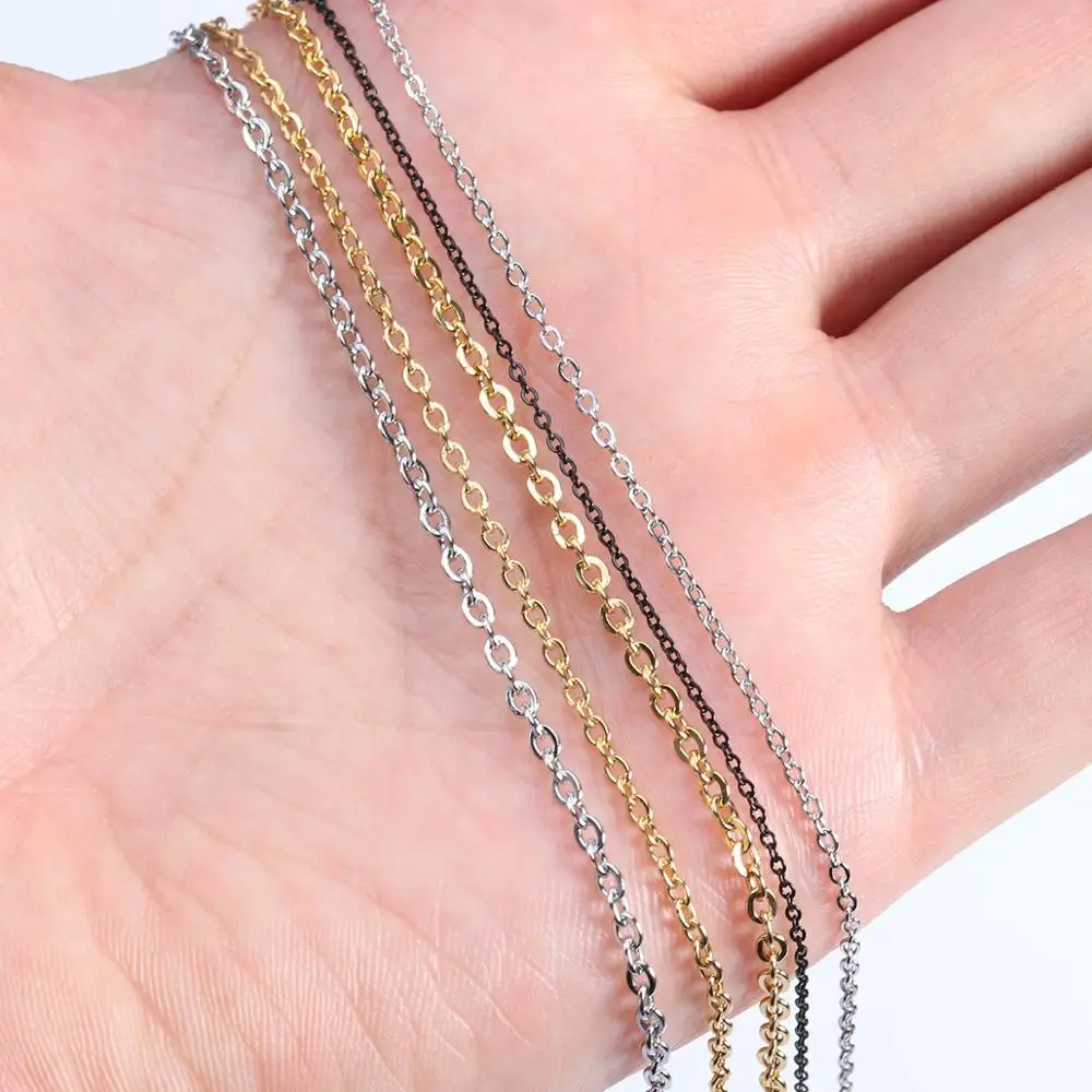 Цепь из нержавеющей стали с черными/золотыми звеньями ожерелье кабель 2 мм в