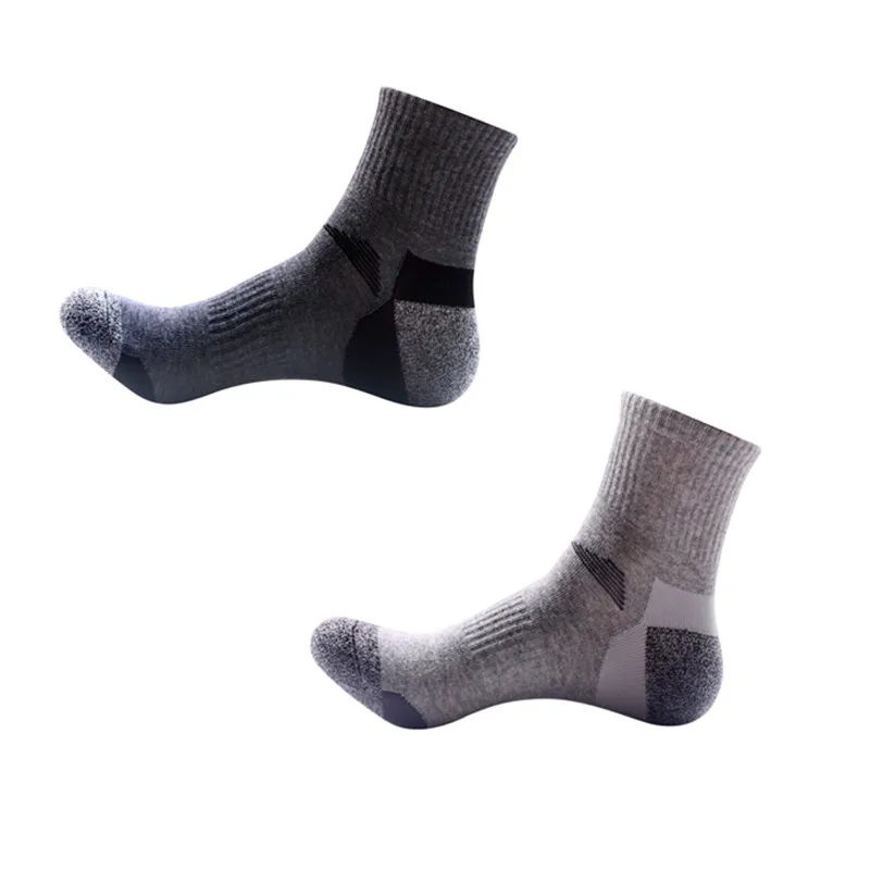 dark gray light gray 2 пары летних спортивных тепловых хлопчатобумажных кашемировых мужских носков унисекс, бесшовные носки для альпинизма, пешего туризма, катания на лыжах, европейские размеры 39-44, Meias - Цвет: dark gray light gray